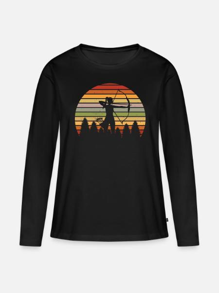 BOGENSCHIEßEN BOGENSCHÜTZIN JAGD JÄGER JÄGERIN - Frauen Premium Bio Langarmshirt - Schwarz