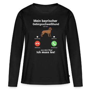 Bayerischer Gebirgsschweisshund Anruf Telefon BGS - Frauen Premium Bio Langarmshirt - Schwarz - Vorne - Julia (174cm)