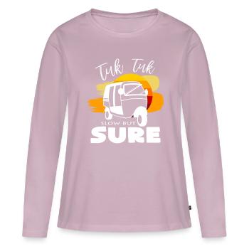 Tuk Tuk Lent mais constant idée cadeau - T-shirt manches longues Premium bio Femme - rose poudré - Devant - Julia (174cm)