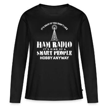Radio amateur Ham Radio Radio Service Radio Amateur - T-shirt manches longues Premium bio Femme - noir - Devant - Julia (174cm)