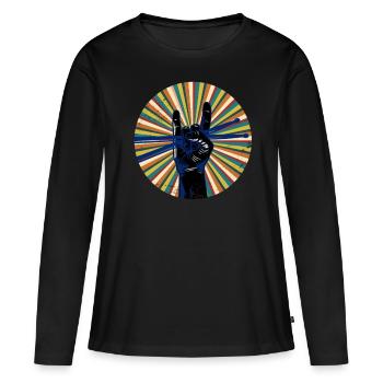 Schlagzeug Drumsticks - Frauen Premium Bio Langarmshirt - Schwarz - Vorne - Julia (174cm)