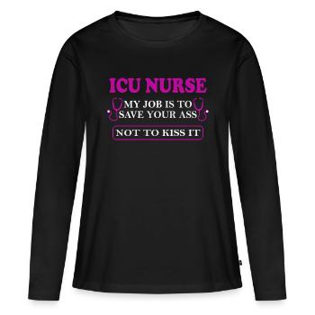Infirmière aux soins intensifs infirmière drôle disant - T-shirt manches longues Premium bio Femme - noir - Devant - Julia (174cm)
