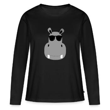 Nilpferd - Frauen Premium Bio Langarmshirt - Schwarz - Vorne - Julia (174cm)