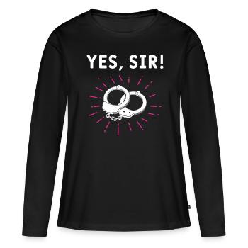 Soumise coquine femme menottée pervertie - T-shirt manches longues Premium bio Femme - noir - Devant - Julia (174cm)