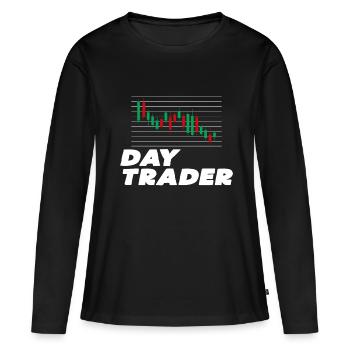 Trader de jour - T-shirt manches longues Premium bio Femme - noir - Devant - Julia (174cm)
