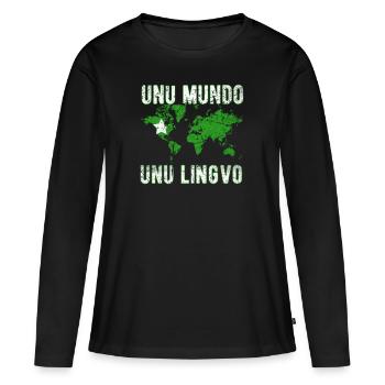 Esperanto Plansprache Wörterbuch Sprache der Welt - Frauen Premium Bio Langarmshirt - Schwarz - Vorne - Julia (174cm)