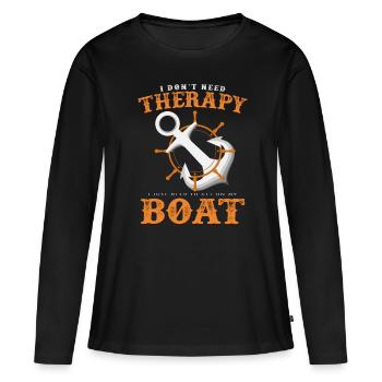 Boot - Frauen Premium Bio Langarmshirt - Schwarz - Vorne - Julia (174cm)
