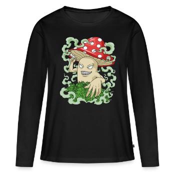 Magic Mushroom Kiffer Cadeau Shrooms Marijuana - T-shirt manches longues Premium bio Femme - noir - Devant - Julia (174cm)