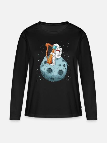 Harfe Geschenk Musik Harfenmusik Harfenspieler - Frauen Premium Bio Langarmshirt - Schwarz