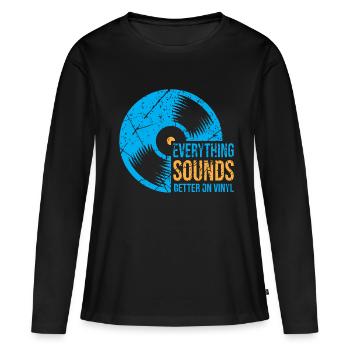 DJ Vinyle Platine LP Disques Musique - T-shirt manches longues Premium bio Femme - noir - Devant - Julia (174cm)