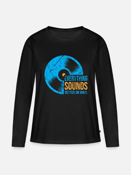 DJ Vinyl pladespiller LP Records Musik - Premium økologisk langærmet T-shirt til kvinder - sort