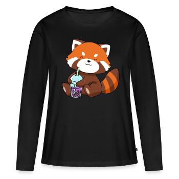 Red Panda Bubble Tea Geschenk Boba Tea Roter Panda - Frauen Premium Bio Langarmshirt - Schwarz - Vorne - Julia (174cm)