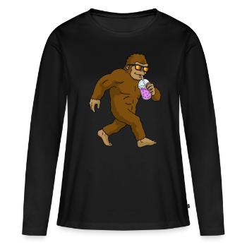 Bigfoot Bubble Tea Cadeau Pinker Bubble Tea - T-shirt manches longues Premium bio Femme - noir - Devant - Julia (174cm)