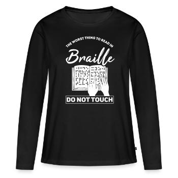 Braille Blindness Braille Blind Blind - T-shirt manches longues Premium bio Femme - noir - Devant - Julia (174cm)