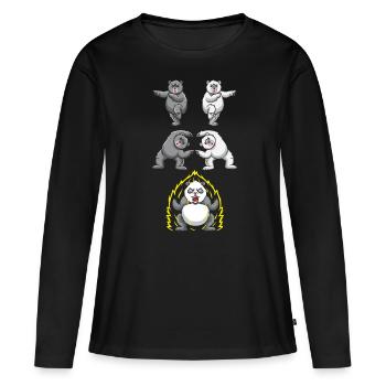 Lustige Panda Fusion Eisbär Transformation - Frauen Premium Bio Langarmshirt - Schwarz - Vorne - Julia (174cm)