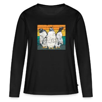 Pingouin animal Antarctique - T-shirt manches longues Premium bio Femme - noir - Devant - Julia (174cm)