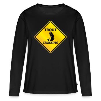 Panneau d'avertissement de truite - T-shirt manches longues Premium bio Femme - noir - Devant - Julia (174cm)