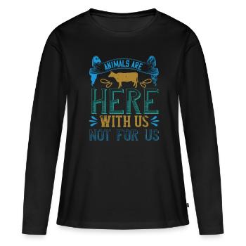 Dire végétalien - cadeau pour les végétaliens - T-shirt manches longues Premium bio Femme - noir - Devant - Julia (174cm)