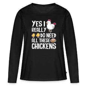 Poulets de poulet - T-shirt manches longues Premium bio Femme - noir - Devant - Julia (174cm)