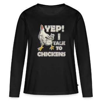 Ferme d'éleveur de poulet - T-shirt manches longues Premium bio Femme - noir - Devant - Julia (174cm)