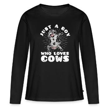 Vache - T-shirt manches longues Premium bio Femme - noir - Devant - Julia (174cm)