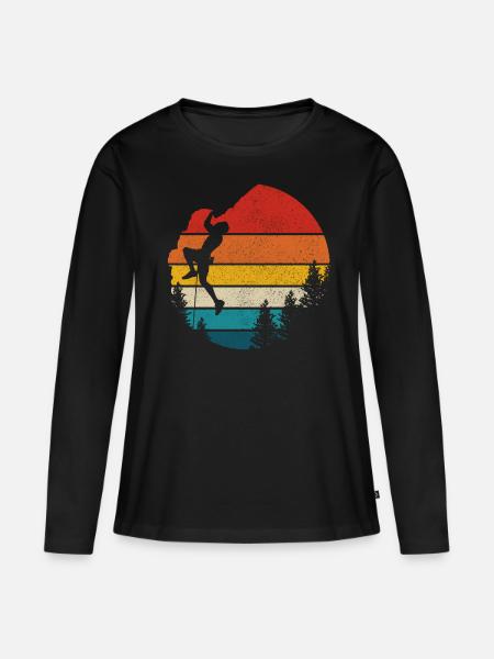 Vintage Klettern Bouldern Kletterer Geschenk - Frauen Premium Bio Langarmshirt - Schwarz