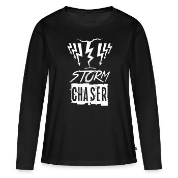 Cadeau Storm Chaser pour les amis de la foudre et du tonnerre - T-shirt manches longues Premium bio Femme - noir - Devant - Julia (174cm)