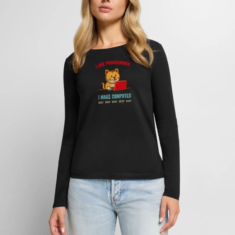 Programmierer Entwickler Informatiker Geek Frauen Premium Bio Langarmshirt