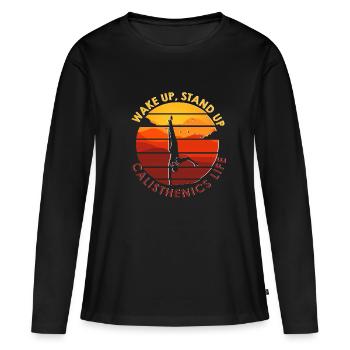 Calisthenics exercices - T-shirt manches longues Premium bio Femme - noir - Devant - Julia (174cm)