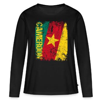 Cameroon - T-shirt manches longues Premium bio Femme - noir - Devant - Julia (174cm)
