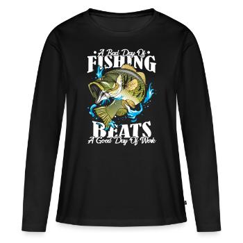 Drôle dictons travail pêcheur cadeau bourreau de travail - T-shirt manches longues Premium bio Femme - noir - Devant - Julia (174cm)