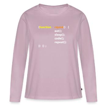 Code Eat Sleep Repeat Hacker IT Geschenk - Frauen Premium Bio Langarmshirt - Altrosa - Vorne - Julia (174cm)