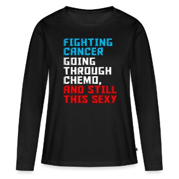 Motivation chimio - T-shirt manches longues Premium bio Femme - noir - Devant - Julia (174cm)