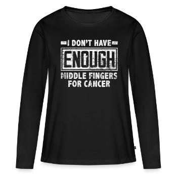 Doigt du milieu chimio - T-shirt manches longues Premium bio Femme - noir - Devant - Julia (174cm)