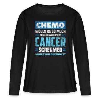 Cancer chimio - T-shirt manches longues Premium bio Femme - noir - Devant - Julia (174cm)