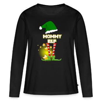 Elfe Elfe Elfe, Drôle de Noël drôle de Noël - T-shirt manches longues Premium bio Femme - noir - Devant - Julia (174cm)