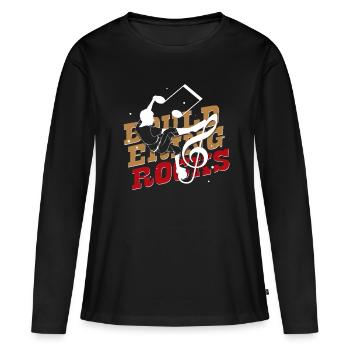 Bouldering sur le rocher - T-shirt manches longues Premium bio Femme - noir - Devant - Julia (174cm)