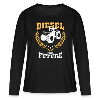 Tracteur diesel - T-shirt manches longues Premium bio Femme - noir - Devant - Julia (174cm)