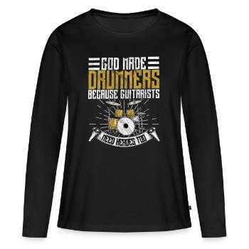 Drums - Women's Premium Organic Long Sleeve Shirt - black - Front - Julia (174cm)