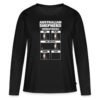 Astuces Aussie Tricks Australian Shepherd Dog Tricks - T-shirt manches longues Premium bio Femme - noir - Devant - Julia (174cm)