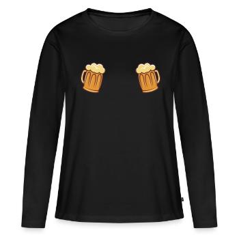 BIÈRE DRÔLE VERRE DE BIÈRE Dames cadeau buveur de bière - T-shirt manches longues Premium bio Femme - noir - Devant - Julia (174cm)