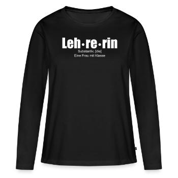 Lehrerin Definition T-Shirt Geschenk - Frauen Premium Bio Langarmshirt - Schwarz - Vorne - Julia (174cm)