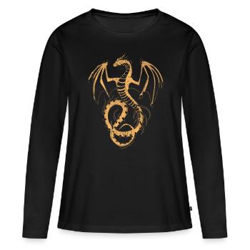 Fantaisie de dragon - T-shirt manches longues Premium bio Femme - noir - Devant - Julia (174cm)