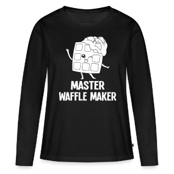 Gaufres gaufres gaufres crêpes drôle - T-shirt manches longues Premium bio Femme - noir - Devant - Julia (174cm)