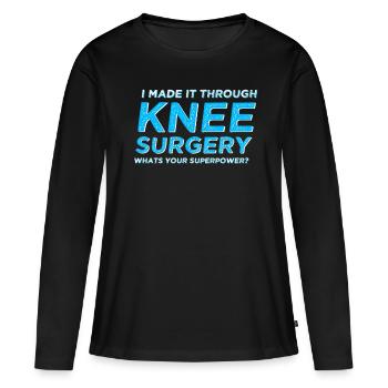 Neues Knie Knieoperation - Frauen Premium Bio Langarmshirt - Schwarz - Vorne - Julia (174cm)