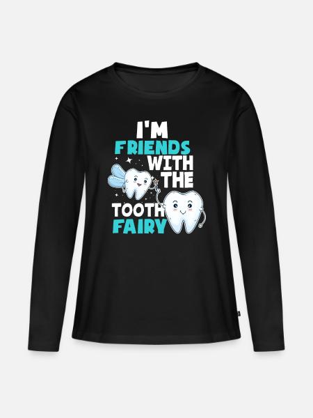 Tandarts tandartsen beroep grappig gezegde - Vrouwen Premium Bio shirt met lange mouwen - zwart