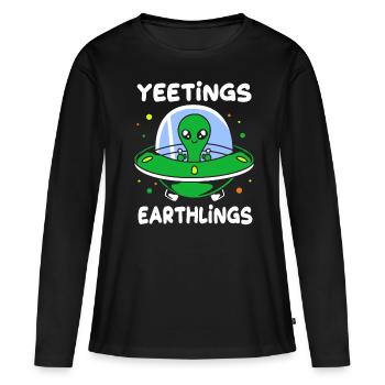 Extraterrestre - T-shirt manches longues Premium bio Femme - noir - Devant - Julia (174cm)
