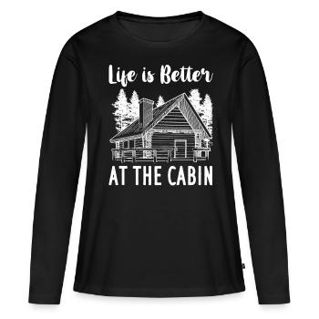 Cabane de montagne refuge chalet cabane en bois - T-shirt manches longues Premium bio Femme - noir - Devant - Julia (174cm)