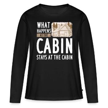 Cabane de montagne refuge chalet cabane en bois - T-shirt manches longues Premium bio Femme - noir - Devant - Julia (174cm)