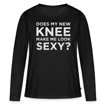 Chirurgie du genou Prothèse du genou Prothèse - T-shirt manches longues Premium bio Femme - noir - Devant - Julia (174cm)